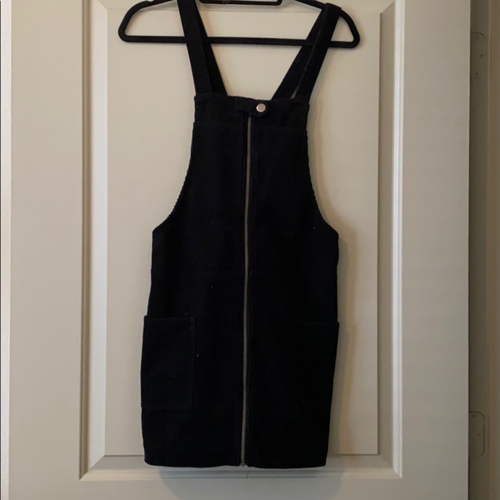 Black Corduroy Overall Dress